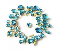 ZONSHJDKR Diamante de imitación 50 Piezas/Bolsa de Hebillas Cristal con Forma variada for Coser, for decoración Bodas, Ropa, Zapatos y Vestidos(Lake Blue)