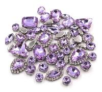 ZONSHJDKR Diamante de imitación Paquete de 50 Unidades Cadenas Copa con Forma variada, Piedras Cristal, engaste Plateado, Cristales imitación, Accesorios Costura for Ropa(Crystal Violet)