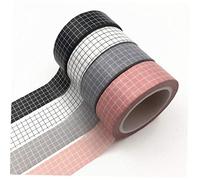 Zonster 4 en Blanco y Negro Cinta Cintas Rolls cuadrícula Washi Tape Japonesa Agenda de Papel de enmascaramiento Pegatinas Decorativas para Cintas de Embalaje de papelería Álbum de Recortes Regalo