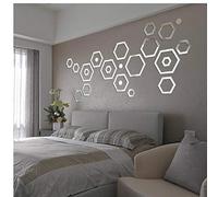 Zonster Efecto Espejo 24pcs acrílico 3D Pegatinas de Pared Decoración del hogar Pegatinas de Vinilo vinilos Decorativos para Paredes, Plata