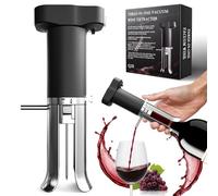 ZONSUSE Decantador de Vino Eléctrico, Aireador de Vino 3-en-1, Vertedor Antigoteo con Aguja, Sistema de Preservación de Vino, Conserva Vino 10+ Días, Regalo Ideal para Amantes del Vino (Negro Plata)
