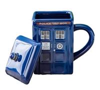 ZONSUSE Divertido Vaso de Cerámica con Forma de Caja de Policía y Tapa, Taza de Café de Cerámica Cuadrada, Con Capacidad para 450ml de Tu Café, Té u Otra Bebida Favorita, Regalo Creativo para Niños y