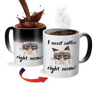 ZONSUSE Gato Taza de Café Mágica,I Need Coffee Taza Cambia Color,Cat Mug de Cerámica Termosensible,Regalos Originales para Mujer Hombre Familia Amigos Niños Amantes de Gatos 330ml (Gato)