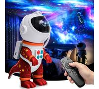 ZONSUSE Proyector Estrellas Dinosaurio Astronauta, Proyector Galaxy con 8 Modos, Rotación 360°, Luz Nocturna Infantil Temporizador y Control Remoto, Decoración Habitación, Regalo para Niños (Rojo)