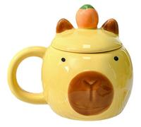 ZONSUSE Taza Cabeza de Capibara, Taza de Café 3D de Cerámica, Divertida Taze Animal Kawaii para Café Té Leche, Regalo Original para Mujeres Hombres Niños, 425ml (Cabeza de Capibara Amarilla)
