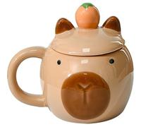 ZONSUSE Taza Cabeza de Capibara, Taza de Café 3D de Cerámica, Divertida Taze Animal Kawaii para Café Té Leche, Regalo Original para Mujeres Hombres Niños, 425ml (Cabeza de Capibara Marrón)