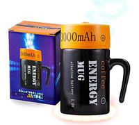 ZONSUSE Taza con Forma de Batería, Taza de Cerámica con Tapa, Mug Forma Divertida 3D, Tazas Originales de Café y Desayuno, Regalo para Parejas Compañeros de Piso o de Trabajo, 350ML (Estilo A)