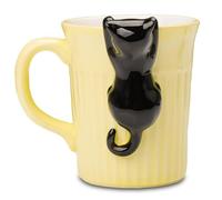 ZONSUSE Taza Gato Divertida, Taza Original con Gatito Asomándose, Taza Café Gato Astuto, Mug de Animales 3D, Bonito Regalo para Damas, Niñas, Novias, Parejas 350ml (Gatito Negro)