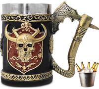 ZONSUSE Taza Vikinga de Hacha, Jarra de Cerveza Medieval, Calavera Personalizada - Regalo Original para Hombre, Papá, Padre, Marido, Novio - 600ml (Hacha)