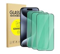zonyee Protector de Pantalla para iPhone 15 Pro Max 6.7", 3 Piezas Anti Luz Azul Cristal Vidrio Templado Película para iPhone 15 Pro Max [Protección Ocular de Luz Verde], 9H Dureza, Anti-Arañazos