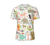 Zoo Alphabet Animal - Camiseta de malla de manga corta para hombre, para entrenamiento, actividades al aire libre, NEGRO, S
