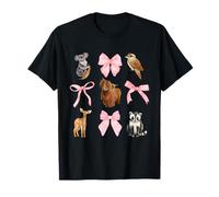 Zoo Animals & Pink Bows Coquette Wildlife Birthday Girl Camiseta