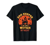 Zoo Keeper de día, Bruja de Noche, Divertido Halloween Camiseta