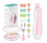 Zooawa Cortauñas de Bebé 20 en 1, Cortauñas Eléctrico de Bebé, Kit de Lima de Uñas con 12 Almohadillas de Repuesto, Kit de Recorte para Uñas, Dedos, Recién Nacidos, Bebés, Niños Pequeños o Adulto,Rosa