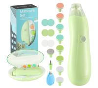 Zooawa Lima de Uñas para Bebés, Cortauñas Eléctrica Niños Juego Manicura Dedos y Pies, 20 en 1 Cortador con Luz LED Mudo Operación, Cuidado de Bebé Recién Nacido Mamá Adulto en Familia, Verde Aguacate