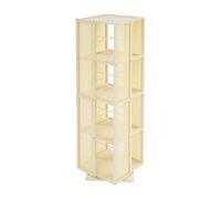 Zoobotanica Estantería giratoria de 4 niveles con sujetalibros, 35 x 35 x 123 cm, estantería de pie para espacios pequeños, estantería de almacenamiento de bambú para salón, dormitorio, oficina
