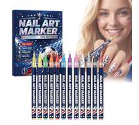 zoocco 12 Colors Nail Art Markers for Fan, Nail Art Pens for Game Day Designs, Easy Team Spirit Nail Art with Precise Lines & Quick-Dry Color (1 PCS)