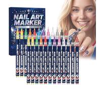 zoocco 12 Colors Nail Art Markers for Fan, Nail Art Pens for Game Day Designs, Easy Team Spirit Nail Art with Precise Lines & Quick-Dry Color (2 PCS)