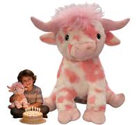 zoocco 13.8in Pink Highland Cow Stuffed Animal, Pink Highland Cow Plush, Cute Soft White Spotted for Couple, Good Friends (B-1pcs)
