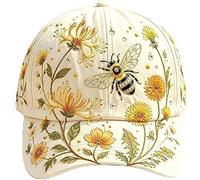 zoocco 2026 Limited Edition Garden Morning Cap Bee and Bloom Hat Botanical Cottagecore Baseball Hat for Women Adjustable Breathable, Outdoor Walks, Gardening, Travel & Everyday Wear (A)