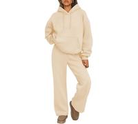 zoocco 2026 New Sweat Set for Women - Hoodie and Sweatpants Set, Comfy Wide Leg Sweatsuit Spring Fashion Outfits (XXL,Apricot)
