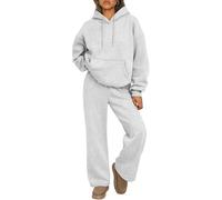 zoocco 2026 New Sweat Set for Women - Hoodie and Sweatpants Set, Comfy Wide Leg Sweatsuit Spring Fashion Outfits (3XL,Light Blue)