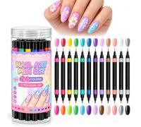 zoocco 24 Colors Dual Ended Nail Art Pens Set, Nail Art Pens for woman (1pc)