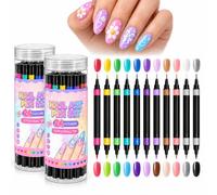 zoocco 24 Colors Dual Ended Nail Art Pens Set, Nail Art Pens for woman (2pc)