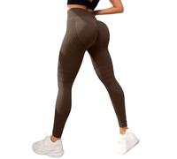 zoocco 3D Anti Cellulite Leggings for Women Butt Lift (Brown,L)