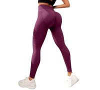 zoocco 3D Anti Cellulite Leggings for Women Butt Lift (Burgundy,3XL)