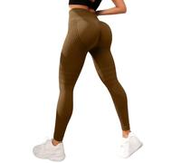 zoocco 3D Anti Cellulite Leggings for Women Butt Lift (Coffee,S)