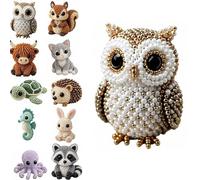 zoocco 3D Beaded Animal Kit, Tiny DIY Animal Beading Craft Kit with Colorful Embroidery Beads & Instructions for Beginners & Adults (Owl)