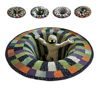 zoocco 3D Halloween Rug, Soft & Non-Slip Halloween 3D Rug, Realistic Ghost Skeleton Pumpkin Patterns, Optical Illusion Decor for Haunted Parties (B,120CM)