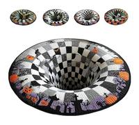 zoocco 3D Halloween Rug, Soft & Non-Slip Halloween 3D Rug, Realistic Ghost Skeleton Pumpkin Patterns, Optical Illusion Decor for Haunted Parties (A,140CM)