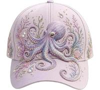 zoocco 3D Ocean Creatures Embroidery Cap, Adjustable Cotton Baseball Hat (AA)