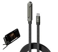 zoocco 6.5FT 240W Braided Fast Charge Cable with Built-In Phone Stand, 2-in-1 New T-Shaped Foldable USB-C Cord, 90° Right Angle for Phones (3.3ft)