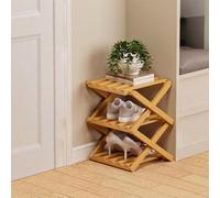 zoocco 9 Tier Bamboo Shoe Rack - Bamboo Shoe Rack Foldable, Tall Narrow Freestanding Shelf for Entryway Closet Bedroom Small Spaces (Nature,3 Layers)
