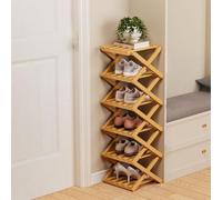 zoocco 9 Tier Bamboo Shoe Rack - Bamboo Shoe Rack Foldable, Tall Narrow Freestanding Shelf for Entryway Closet Bedroom Small Spaces (Nature,6 Layers)