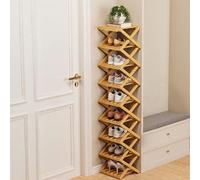 zoocco 9 Tier Bamboo Shoe Rack - Bamboo Shoe Rack Foldable, Tall Narrow Freestanding Shelf for Entryway Closet Bedroom Small Spaces (Nature,9 Layers)