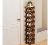 zoocco 9 Tier Bamboo Shoe Rack - Bamboo Shoe Rack Foldable, Tall Narrow Freestanding Shelf for Entryway Closet Bedroom Small Spaces (Brown,9 Layers)