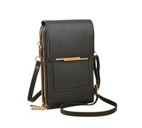 zoocco Anti Theft Leather Bag for Women, Touchscreen Crossbody Phone Purse with RFID Block, Travel & Daily (Black)