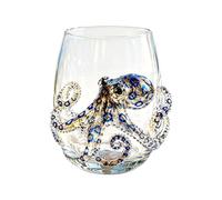 zoocco Artisanal Blue Ringed Octopus Glassware, Ocean Inspired Borosilicate Cocktail, Unique Coastal Decor Gift for Ocean Lovers, Home Bar Collectors (A4)