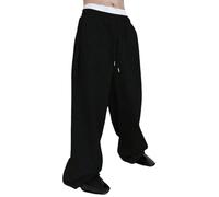 zoocco Baggy Sweatpants Men, Loose Fit Joggers with Pockets, Streetwear Baggy Pants Men for Casual, Gym, Travel (Black,L)