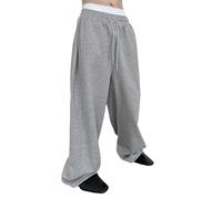 zoocco Baggy Sweatpants Men, Loose Fit Joggers with Pockets, Streetwear Baggy Pants Men for Casual, Gym, Travel (Gray,L)