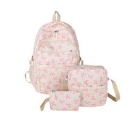 zoocco Bow Backpack for Womans with Lunchbox, Stylish Daily Carry for School Travel and Activities (Pink)