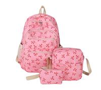 zoocco Bow Backpack for Womans with Lunchbox, Stylish Daily Carry for School Travel and Activities (Rose Pink)
