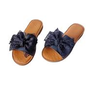 zoocco Bow Sandals for Women - Cute Slip-On Flat Sandals with Bows, Summer Sandals for Women 2025, Lightweight Vacation Shoes (D,41)