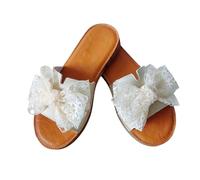 zoocco Bow Sandals for Women - Cute Slip-On Flat Sandals with Bows, Summer Sandals for Women 2025, Lightweight Vacation Shoes (B,43)