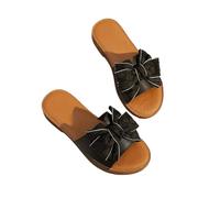 zoocco Bow Sandals for Women - Cute Slip-On Flat Sandals with Bows, Summer Sandals for Women 2025, Lightweight Vacation Shoes (K,35)