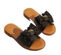 zoocco Bow Sandals for Women - Cute Slip-On Flat Sandals with Bows, Summer Sandals for Women 2025, Lightweight Vacation Shoes (A,38)